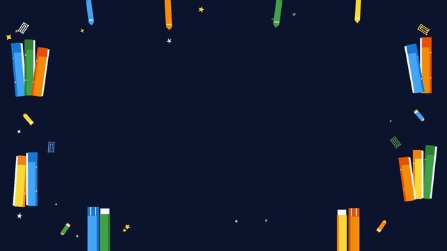 Animated vector video of a book with a space theme.