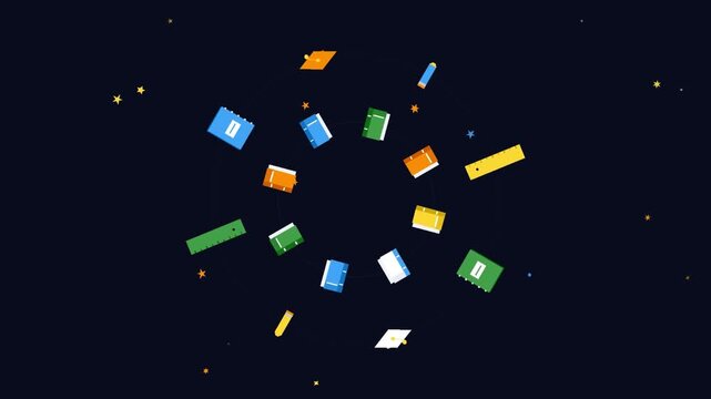 Animated vector video of a spinning book