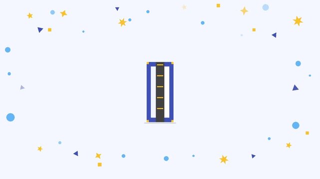 Animated vector video of books moving and lining up randomly.