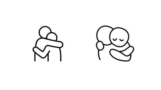 Minimal hug icon isolated on transparent background. Modern embrace PNG symbol for love, support, friendship, family, community, UI and graphic design projects.
