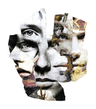 PNG Abstract collage of human faces.