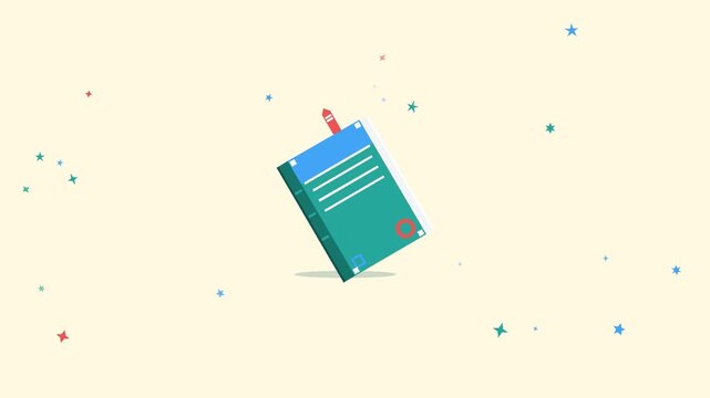 Random animated vector video of a moving book