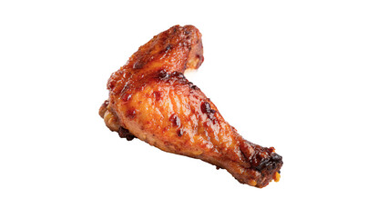 Crispy roasted chicken leg piece isolated on transparent background for restaurant food menu and catering © Olga