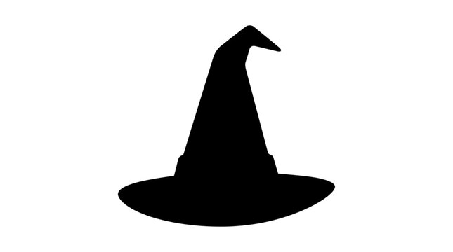 Halloween Witch Hat Silhouette. Halloween Witch Hat Icon, Flat Vector Symbol. Black Magic Hat Shape. Fun Holiday Design Element for Crafts, Prints. vactor