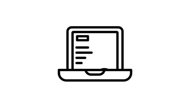 Online Payment Laptop Icon, Digital Banking, Financial Transaction, Secure Payment System, E-Commerce , Money Transfer, Fin tech Technology, Modern Outline Animation, Business Finance Interface,  