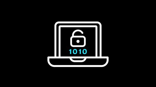 Insecurity Laptop Lock Icon, Data Protection, Digital Security, Secure Access, Encryption Technology, Network Privacy, Information Security, Modern Outline Animation.