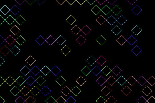 Abstract digital pattern with glowing squares and lines