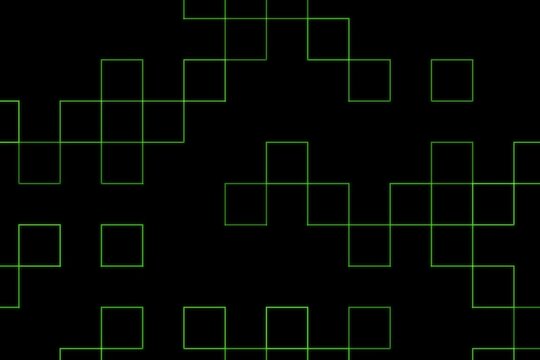 Abstract digital pattern with black background and white lines