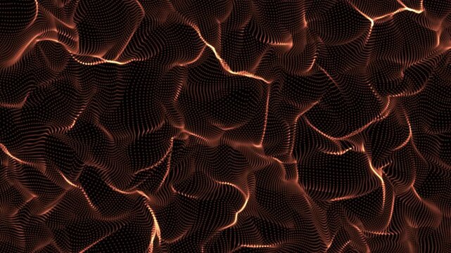 gold wireframe mesh wave particles network technology flowing glowing digital data futuristic background motion animation footage connection abstract