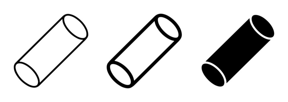 Cylinder Icons, Tube Shapes, Geometric Elements, Simple Vector Graphics