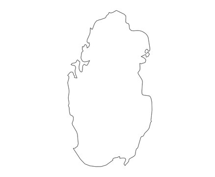Qatar outline map in black line art for geographic infographic.