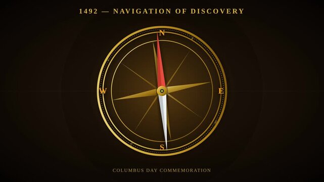 Animasi Columbus Day Navigational Compass 4K Motion Graphic Animation | Seamless Loop