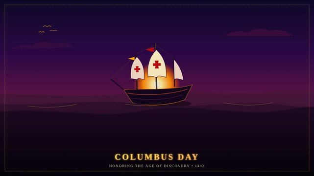 Columbus Ship Sunset Animation 4K Abstract Background