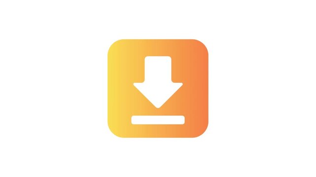 Vibrant orange-yellow gradient download icon in a modern rounded square, symbolizing digital file acquisition, data transfer, and content retrieval for user interfaces
