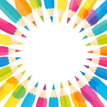 Colorful Pencil Circular Frame