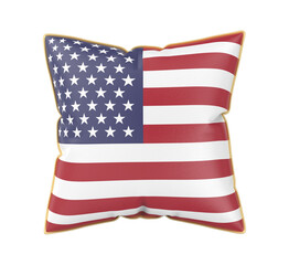 Fototapeta premium Pillow with the flag of the United States on transparent background