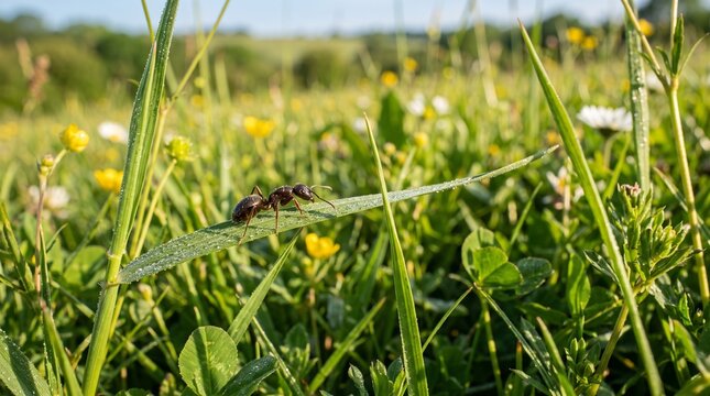 Ant on grass