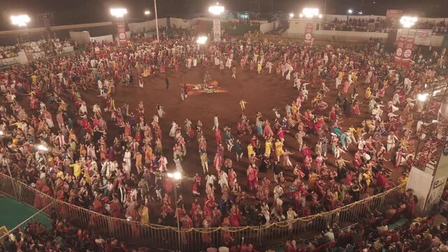 Aerial View of Garba Celebration in Bhopal, Madhya Pradesh, India