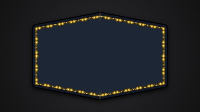 Golden glowing marquee frame with vintage lights