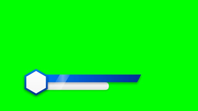 Blue hexagon lower third on a green screen layout