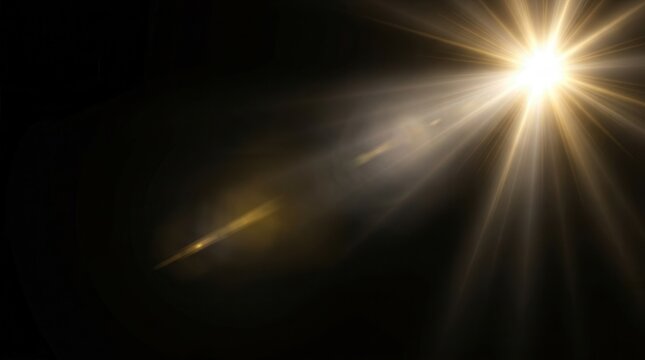 Sun rays light isolated on black background for overlay design and sun light overlay