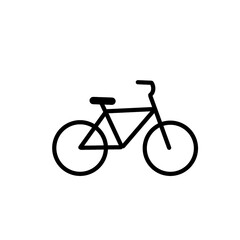 Fototapeta premium Bicycle line icon isolated on white background, black linear bike symbol, minimalist vector illustration for transport, cycling, fitness, and lifestyle app UI design.