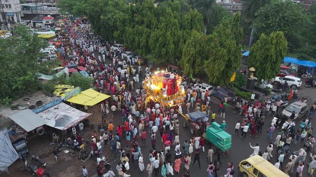 18th July 2026 : Aerial View of Jagannath Rath Yatra Procession in Bhopal, India