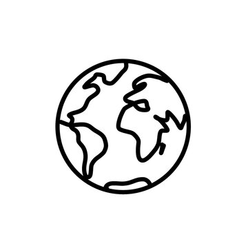 Planet Earth Globe Line Icon Vector