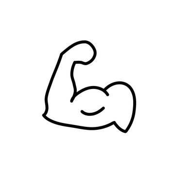 Strong Biceps Muscle Power Line Vector Icon
