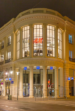 Lcl Bank and HM Shopping Centre in Nice France at Night