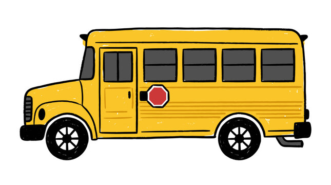 Yellow school bus with red stop sign for safety during student pick up and drop off tasks