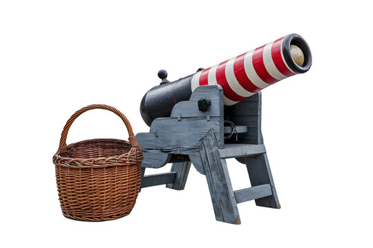 Classic Circus Cannon Show Equipment Isolated on Transparent Background