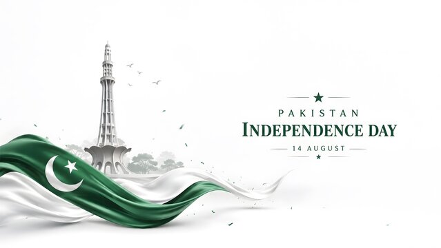 Celebrating Pakistan Independence Day on 14 August with Pakistan Flag, National Holiday