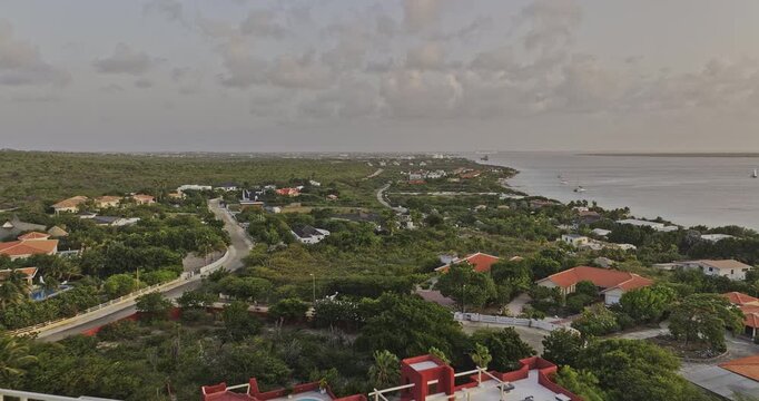 Bonaire Caribbean Netherlands Aerial v38 low flyover from Santa Barbara Crowns toward Hato, revealing villas, Kralendijk townscape and island coastline - Shot with Mavic 3 Pro Cine - Feb 3rd 2024