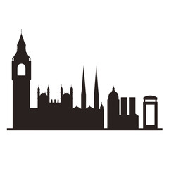 Fototapeta premium London City Skyline with Big Ben Silhouette Vector Illustration