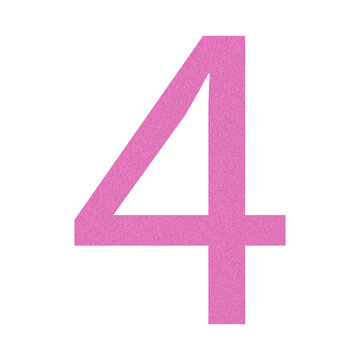Pink number 4 with grain texture
