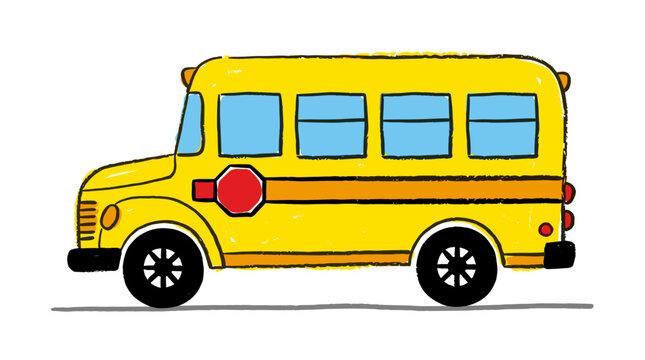 Yellow school bus vector illustration with stop sign for student transport safety design