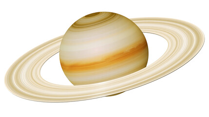 Gas giant planet Saturn with prominent rings, isolated on transparent background © Giulia