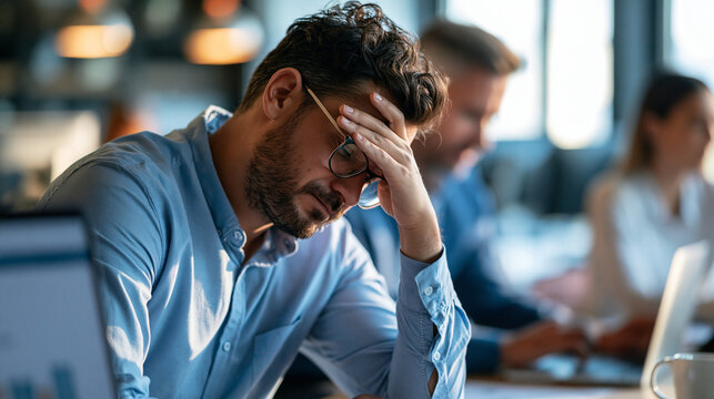 Photorealistic project manager making a subtle facepalm after noticing an obvious mistake in a presentation, colleagues preparing to correct it together, natural office humor,