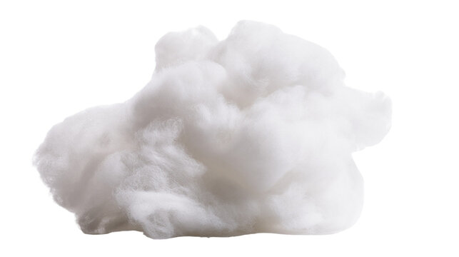 Fluffy white cotton ball soft texture, isolated on transparent background