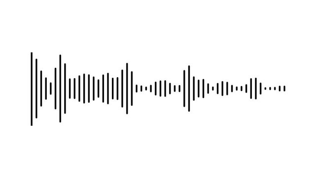 Audio waveform visualizer animation, white sound wave spectrum on a black background. Abstract digital equalizer lines loop seamlessly with a minimalist design