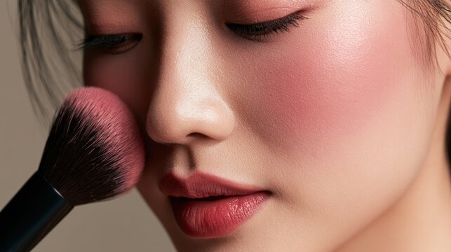 Woman applying makeup with brush