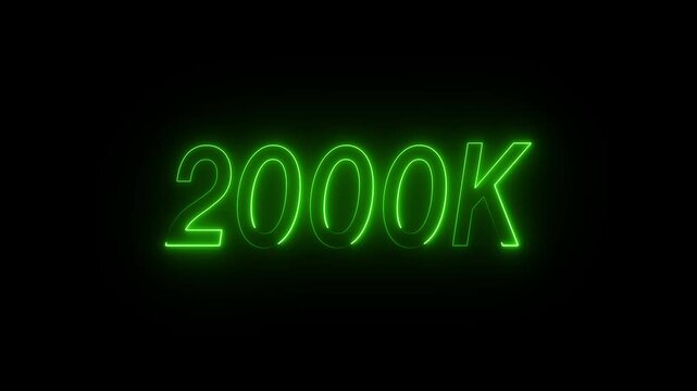 he text "2000K" rendered in a glowing neon-green or illuminated sans-serif typeface against a dark background, representing a specific color temperature value.
