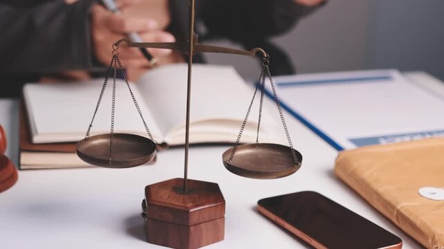 Businesswoman and Male lawyer or judge consult and conference having team meeting with client at law firm in office, Law and Legal services concept