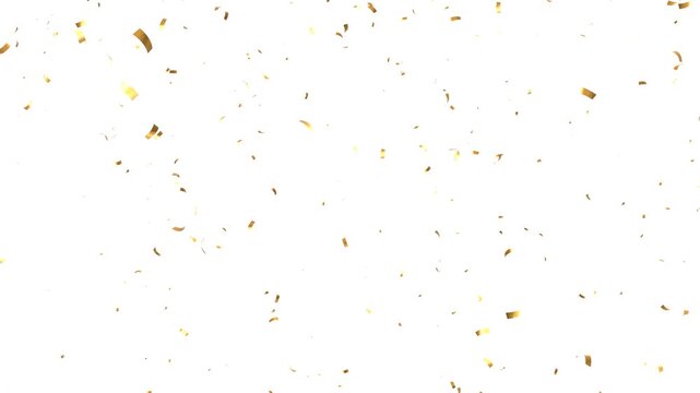 Colourful shiny gold confetti falling white screen background. gold confetti burst particle animation. party celebration happy birthday holiday decoration festival concept 4k videos.