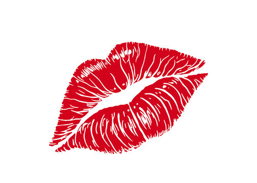 Realistic red lipstick kiss mark vector with detailed lip print texture isolated for beauty, romance, fashion, branding, packaging, Valentine's Day, and creative graphic design projects. Clean 