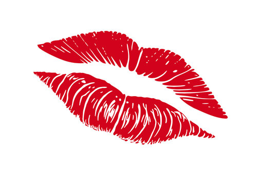 Realistic red lipstick kiss mark vector with detailed lip print texture isolated for beauty, romance, fashion, branding, packaging, Valentine's Day, and creative graphic design projects. Clean 