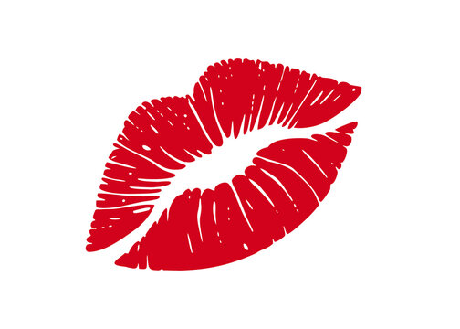 Realistic red lipstick kiss mark vector with detailed lip print texture isolated for beauty, romance, fashion, branding, packaging, Valentine's Day, and creative graphic design projects. Clean 