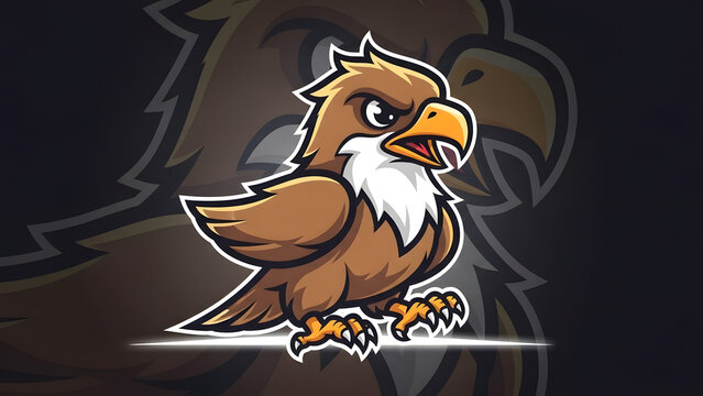 Angry Cartoon Eagle Mascot, Fierce Bird of Prey, Vector Illustration