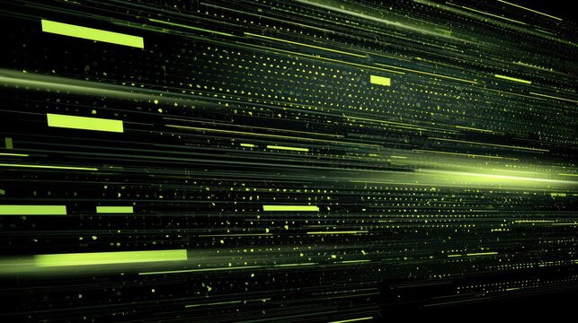 Abstract green digital streaks and particles motion background